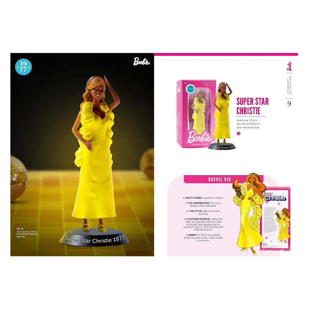 #3931 Barbie Collectible Figure 1977 Super Star Christie 6" – with Stand