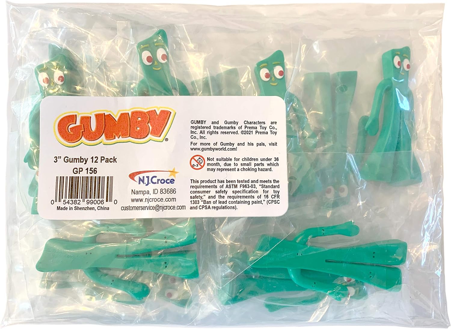 #GP 156 Gumby 3" Bendable Figures – 12-Pack Bulk Set. (Amazon sellers restricted) Min Qty 1