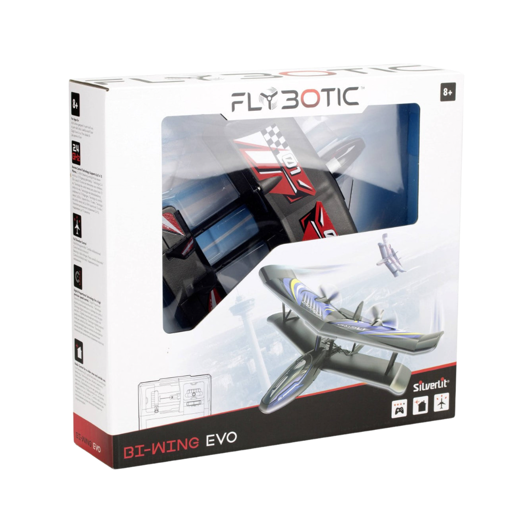 #85739NJ Flybotic Bi-Wing Evo R/C Plane Assortment (Red or Blue).    Min Qty 6